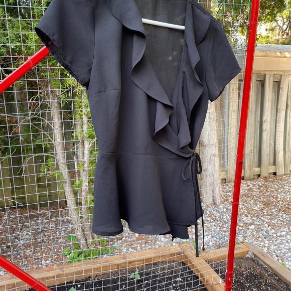 black mesh side tie cardigan - Picture 2 of 4